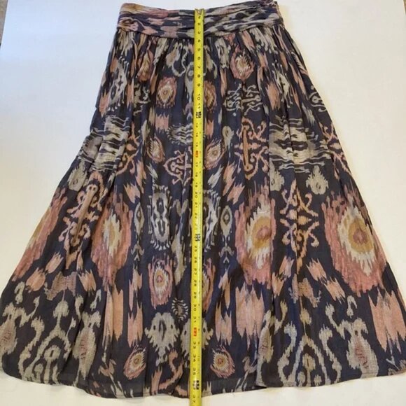 All Saints Alba Ikat Print Silk Cotton Maxi Skirt - Picture 2 of 6